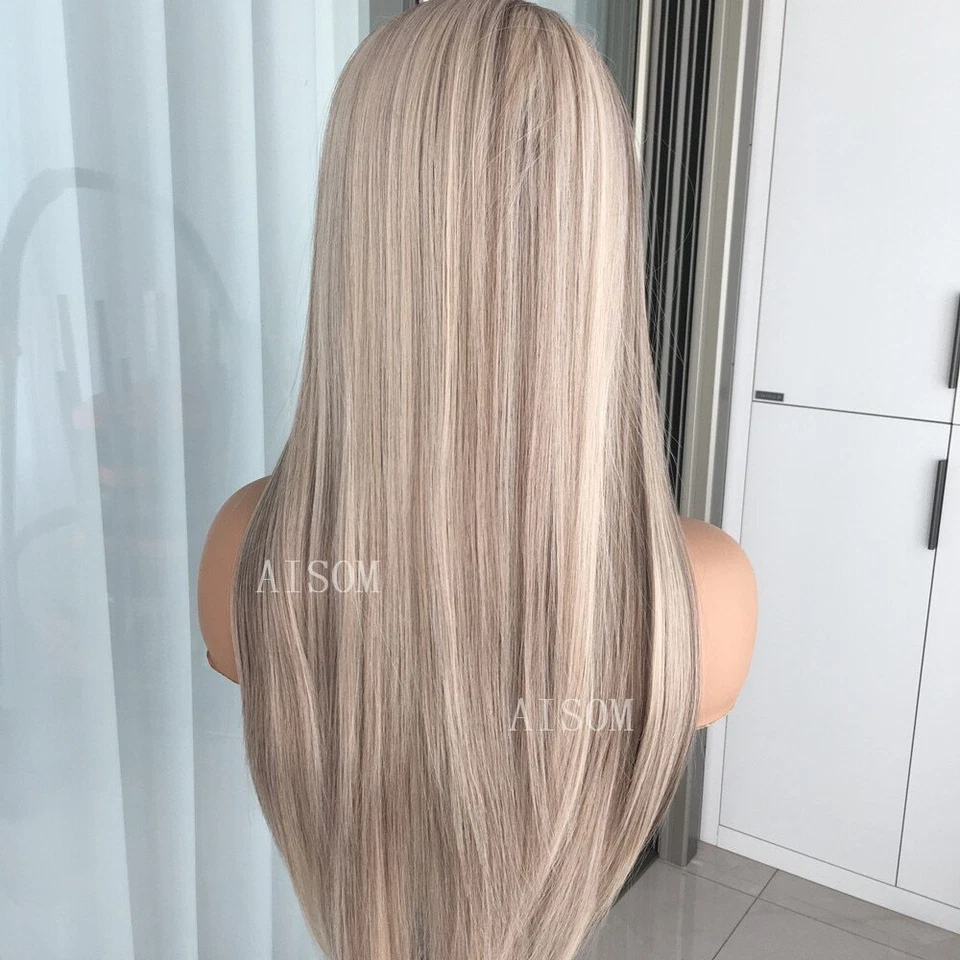Platinum Straight Lace Front Wig Synthetic Hair for Women Glueless Lace Frontal - Image 3 of 4