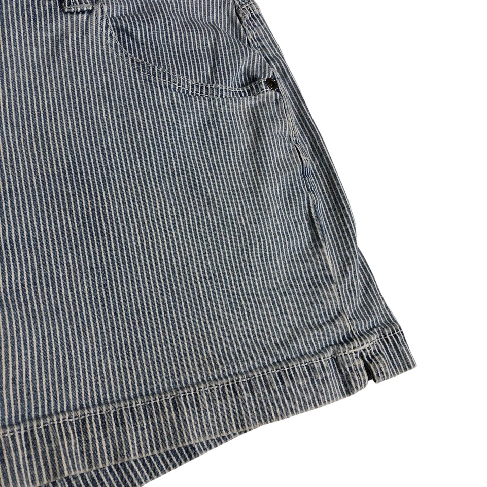 Vintage Faded Glory Shorts Womens 12 Blue White Striped Stretch Coastal Y2K 4" - Image 4 of 4