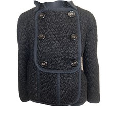 Mango Mng The Little Black Jacket Collar M Black Cropped Double Breasted