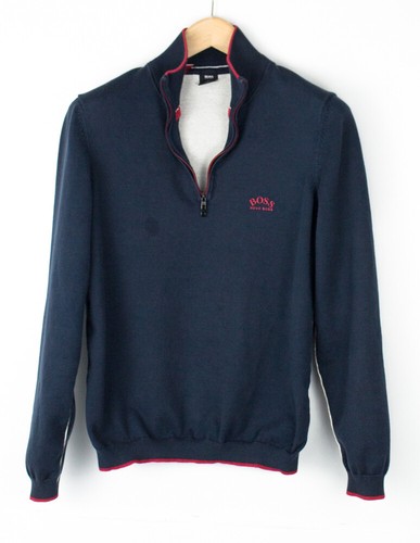 HUGO BOSS Men Zip Neck Knit Sweater 