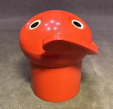 Vintage Tomy Japan JeJe Mechanical Bank Red plastic Flips Coin & Eats It