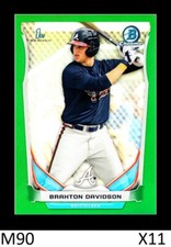 1-2014 BOWMAN CHROME DRAFT GREEN REFRACTOR BRAXTON DAVIDSON BRAVES /150 QTY