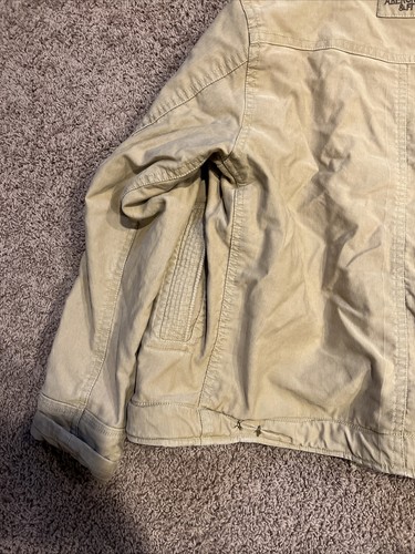 Abercrombie & Fitch High Pile Fleece Lined Khaki Adirondack Jacket L Coat HEAVY - Picture 8 of 16