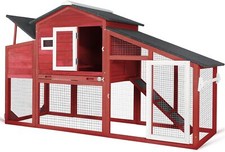 PetsCosset Chicken Coop Wooden Backyard Hen House with Run Nesting Box  Trays