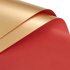 10 Pcs Double Sided Color Flower Wrapping Paper Wine+Gold 22.8"x22.8" Waterpr...