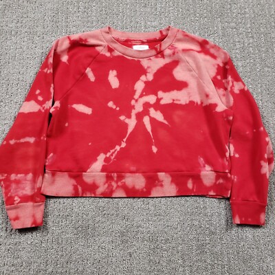 Tie Dye Sweatshirt Womens (L) Cropped Red Hippie Boho Festival Retro Ooak Colsie