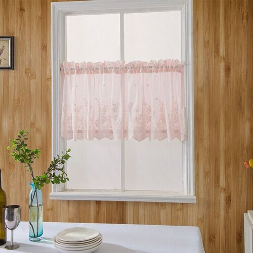 Lace Short Blackout Curtain Panel Valance Drape Swag Pelmet Kitchen Bathroom - Picture 1 of 16