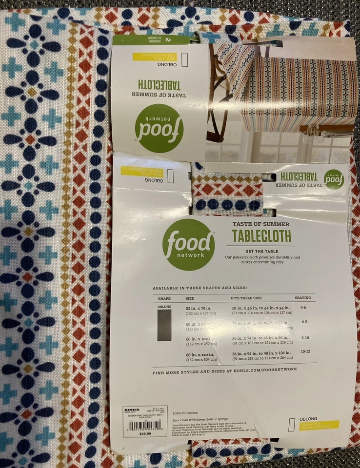 Food Network 52 x 70” Mantel Oblongo Rojo, Blanco Azul Día del Trabajo 4 de Julio Foto 3 de 4