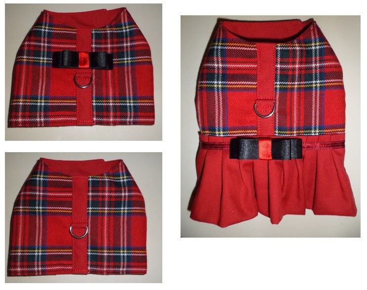 Dog Harness  Vest in Red Tartan