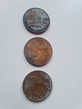 3x 1937 One Penny Coin - King George VI (GB)