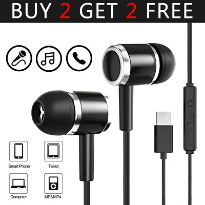 In-Ear Wired Earbuds Type C USB C Connector Earphones Headphones Bass Stereo US