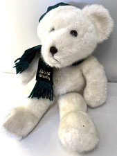 Fiesta White Cuddle Bear RARE Tinsel Fur with Christmas Scarf and Hat X01801