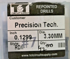 TCT REPOINTED DRILLS RDX 3.30MM 0.1299" DIA 0.472" FLUTE LOT OF 50 