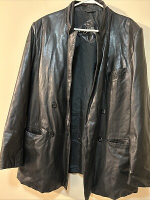 J. Walden Genuine Leather Coat Vintage Mens Black Size 44