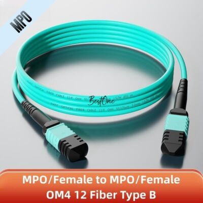 80M MPO to MPO Female OM4 12 Core Type B Optical Fiber Patch Cord jumper Cable