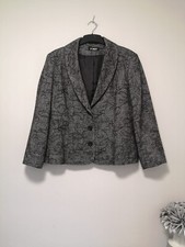 Lovely Vintage Grey Black Embroidered Wool Blend Blazer | First Avenue | Size 16