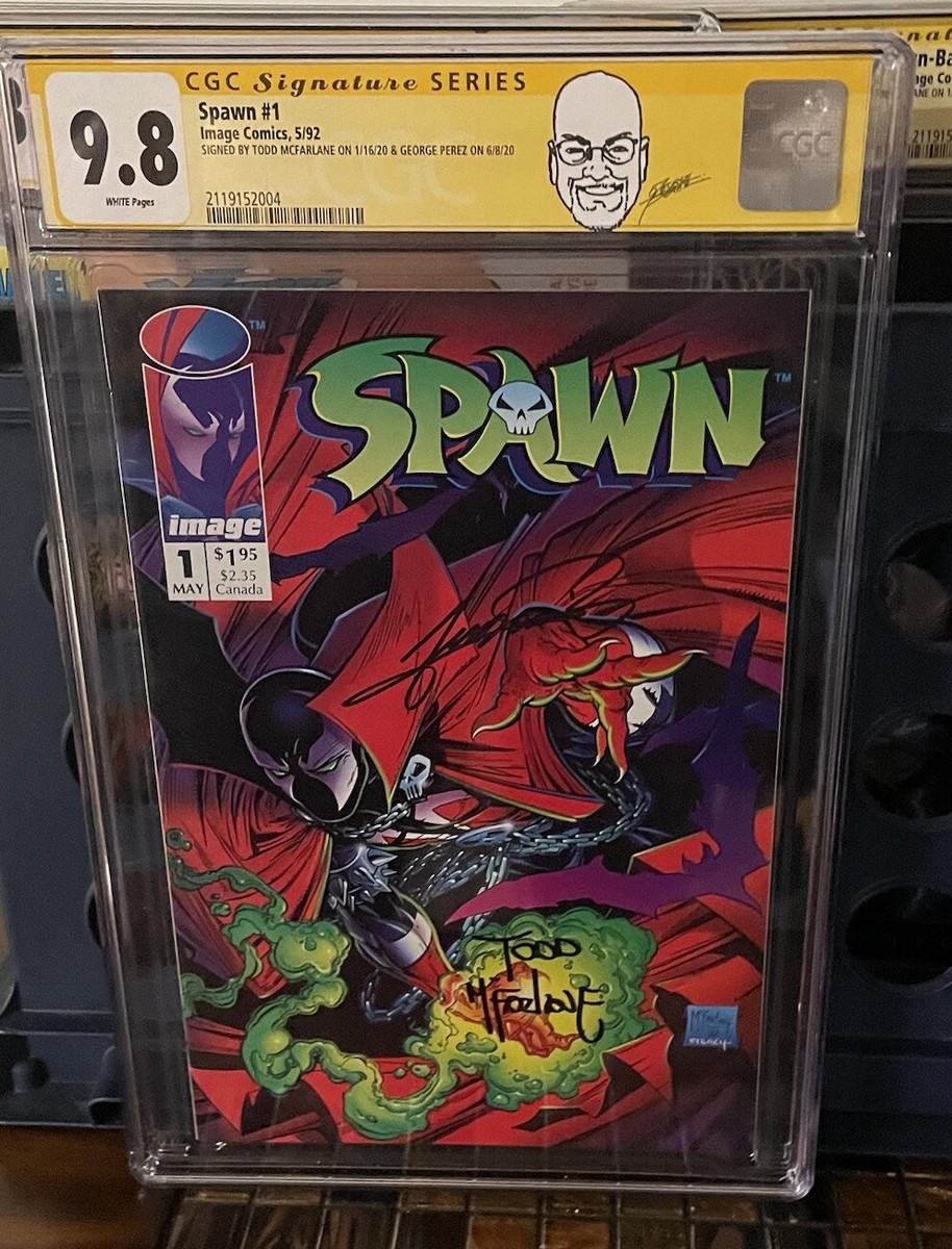 cgc 9.8 spawn #1 signed by Todd McFarlane,Late George Perez