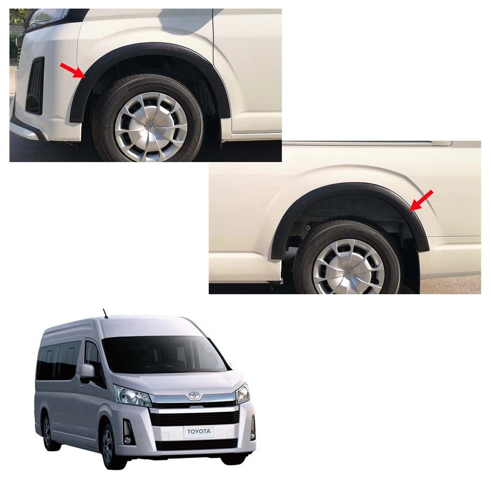 Front Fender Flares V2 Small 3" Black For Toyota Hiace Commuter Van 2019 - 2021 - Imagem 3 de 4