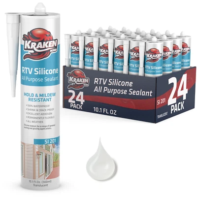 Kraken Bond RTV Silicone All Purpose, 10.1oz 24 Pack – Clear