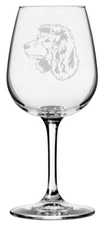 American Water Spaniel Dog Themed Etched All Purpose 12.75oz Wine Glass