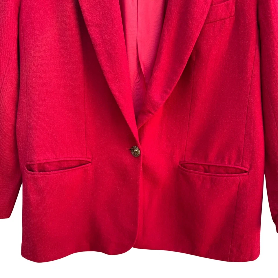 Blazer Giorgio Sant'Angelo Vintage Años 80 Rojo Mujer Lana De Gran Tamaño Pecho Único Foto 3 de 4
