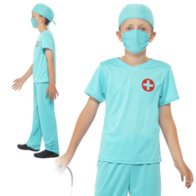Smiffys Kinderarzt Kostüm Jungen Mädchen OP Arzt Medizin Fancy Dress Set Blau