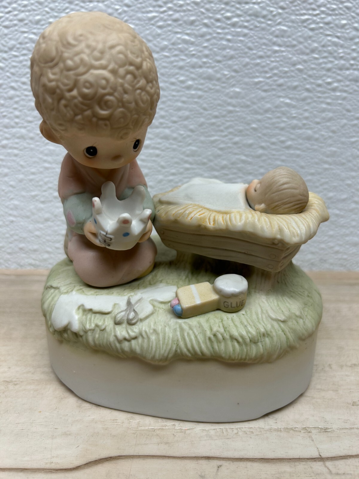 1979 Enesco Precious Moments Crown Him Lord Of All Music Box Porcelain Figurine