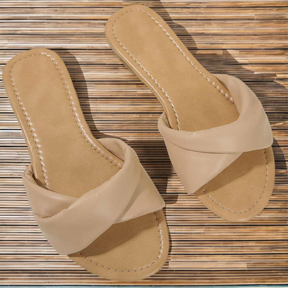 APL Sandali bassi da donna con sandali con slide estivi in ​​pelle morbida (cachi 41)