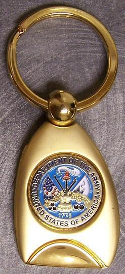 Engraveable 2 tone brass key ring Department the Army NEW