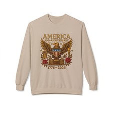 America 250th Anniversary Sweatshirt, Fleece Crewneck, Unisex Pullover, ... 