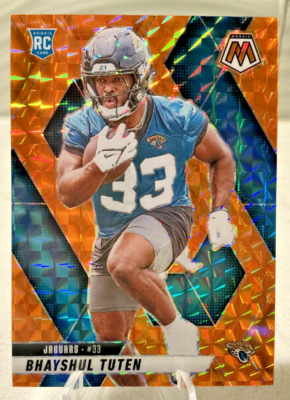 2025 Panini Mosaic Football - Bhayshul Tuten #385 Orange Mosaic Prizm /199 RC