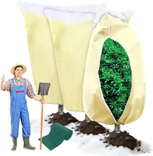2pk Winter Frost Protection Tree Covers with Zipper Drawstring 47" x 70"ea #GMC