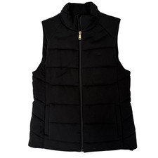 Ralph Lauren Quilted Vest Womens Medium Black Full Zip LRL Logo