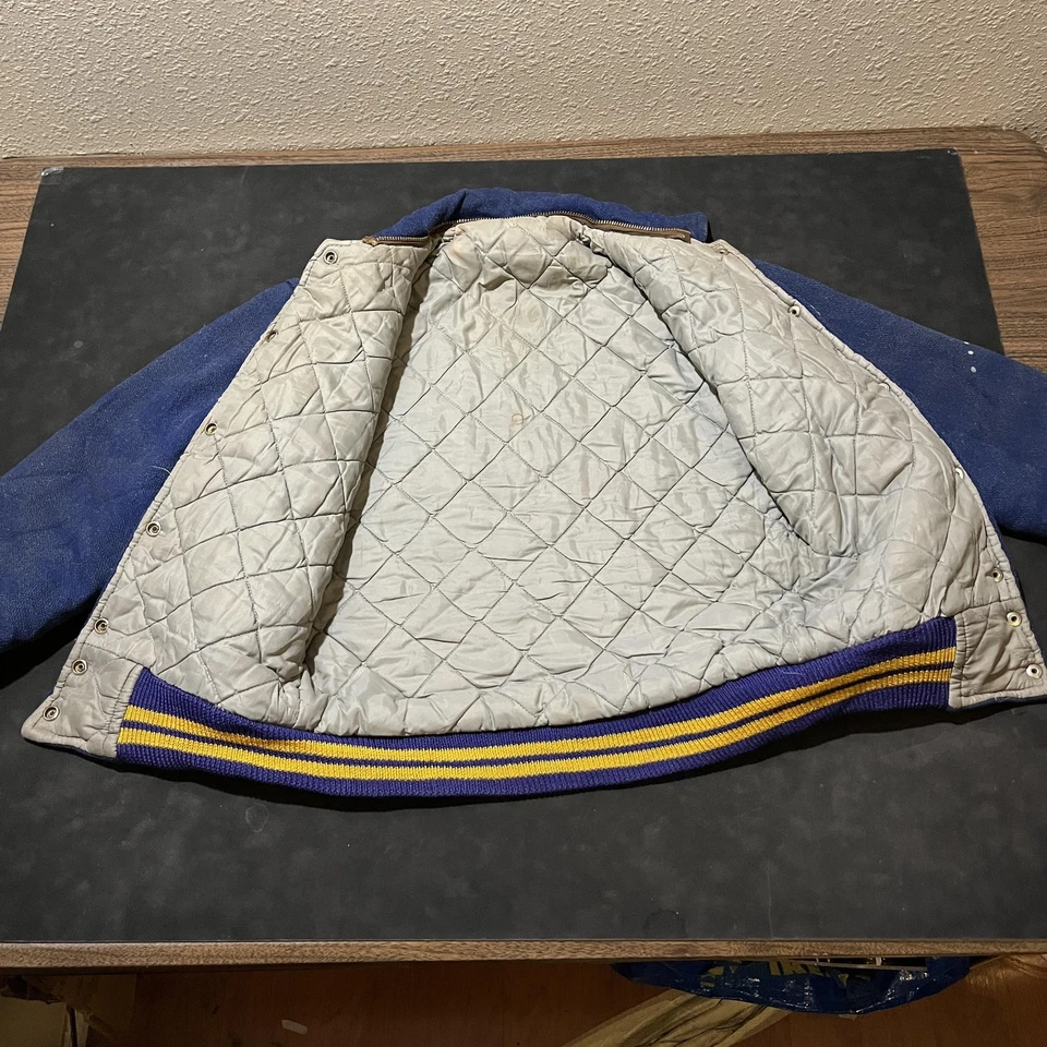 Chaqueta De Colección Logan Knitting Mills Para Hombre Mediana Azul Lana Varsity Letterman Años 60 Foto 3 de 4