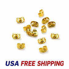 50pcs 5mm 14K Gold Earring Backs Replacement Ear Locking for Stud Earrings.