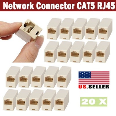 20X Network Cable Connector Adapter Extender Plug Coupler Joiner CAT5 RJ45 CAT5E