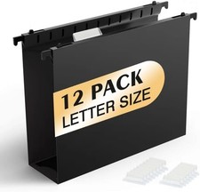 Shutex Extra Capacity Plastic Hanging File Folders,12 Pack Reinforced Hang