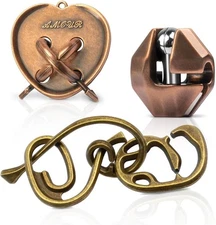 Fun Metal Brain Teaser Puzzle Games - Adults Mind 3D Toys -Teens IQ Insight Chal