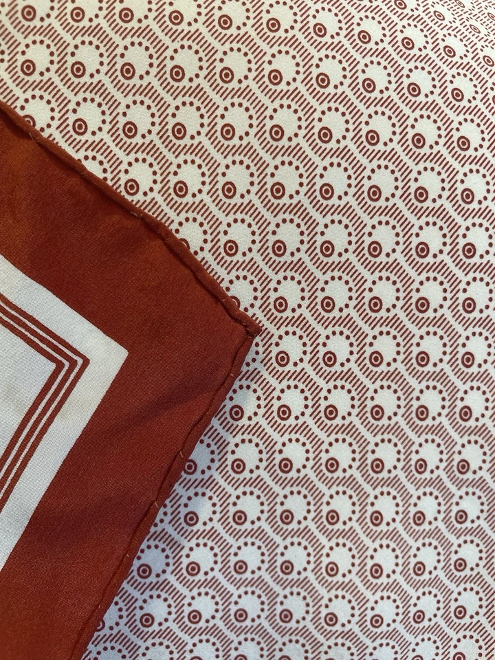 Y7#  Chloé Silk Scarf Red & Cream Paisley Monogram Pattern Made in France - Image 3 of 4