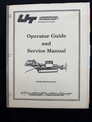 Underground Technologies GBS 12000 Boring Tool Operator Service Manual book Shop