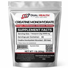 Creatine Monohydrate 200 Mesh 5g Pure Dual Health Bulk Supplements Strength