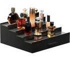 Tiered Black Cosmetic Organizer Tray Display Stand with Drawer — photo 1