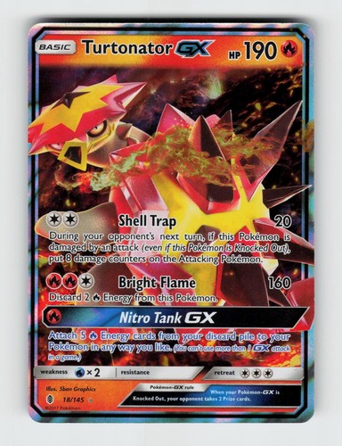 Turtonator GX 18/145 Holo Ultra Rare Guardians Rising Pokemon 2017 MP