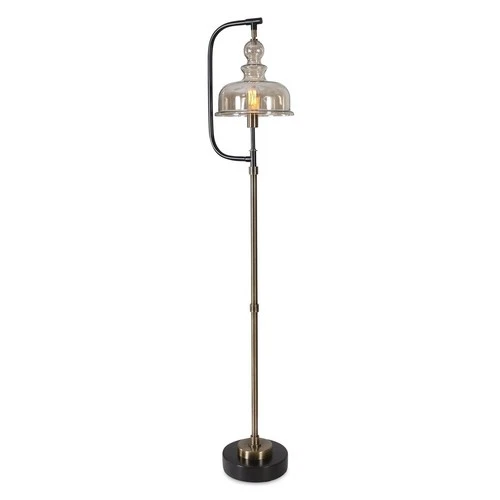 UTTERMOST 28193-1 ELIESER ANTIQUE BRUSHED BRASS RUST BLACK INDUSTRIAL FLOOR LAMP - Picture 1 of 5