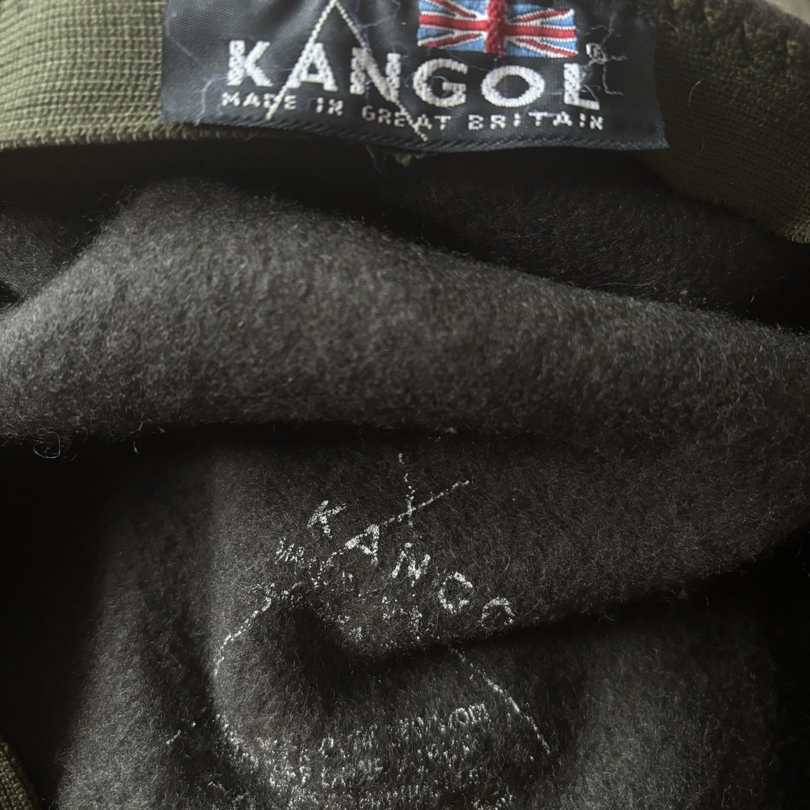 Mens Vintage 80s Kangol Olive Green Wool Flat Cap Large image 2