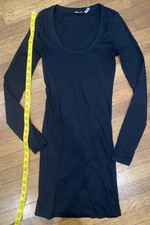 ASOS DESIGN Black Long Sleeve Scoop Neck Bodycon Mini Knit Dress Stretch 6