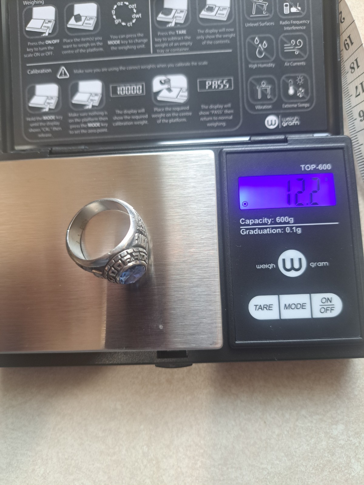 Silver Class Ring With Topaz Stone - image 9