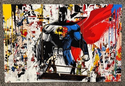 Superman, Batman, Wonder Woman Wall Art Graffiti Pop Art Style Large Print