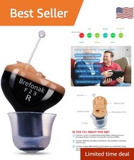 Rechargeable Hearing Amplifier for Seniors - Noise-Cancelling Ear Device, Bla...