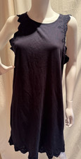 J CREW SIZE SMALL Navy Cotton Sleeveless/Hem Scallop Laser Cut Sleeve/Hem Trim